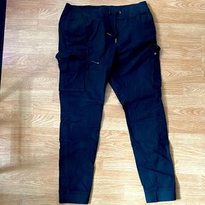 H&M Large Drawstring Cargo Jogger Pants Black